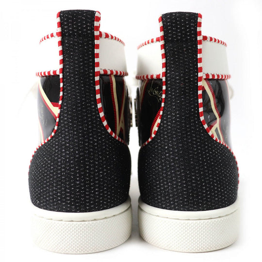 Christian Louboutin High cut sneakers Part: Leather Black red white LOU SPIKES ORLATO FLAT Women 35 Used Authentic