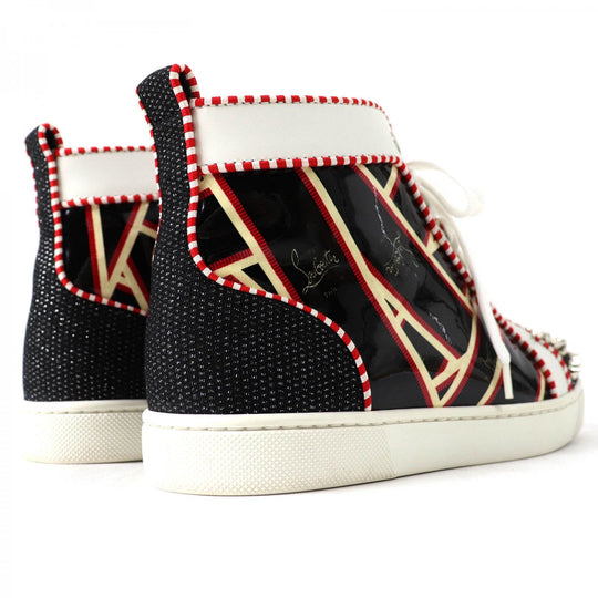 Christian Louboutin High cut sneakers Part: Leather Black red white LOU SPIKES ORLATO FLAT Women 35 Used Authentic