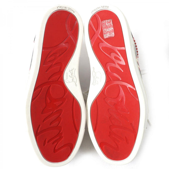 Christian Louboutin High cut sneakers Part: Leather Black red white LOU SPIKES ORLATO FLAT Women 35 Used Authentic