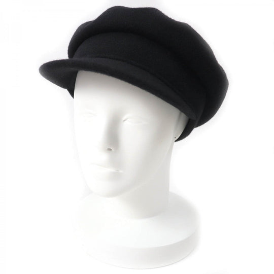 HERMES Casquette Outer: 100% cashmere, Lining: 100% acetate black Women 58 Used Authentic