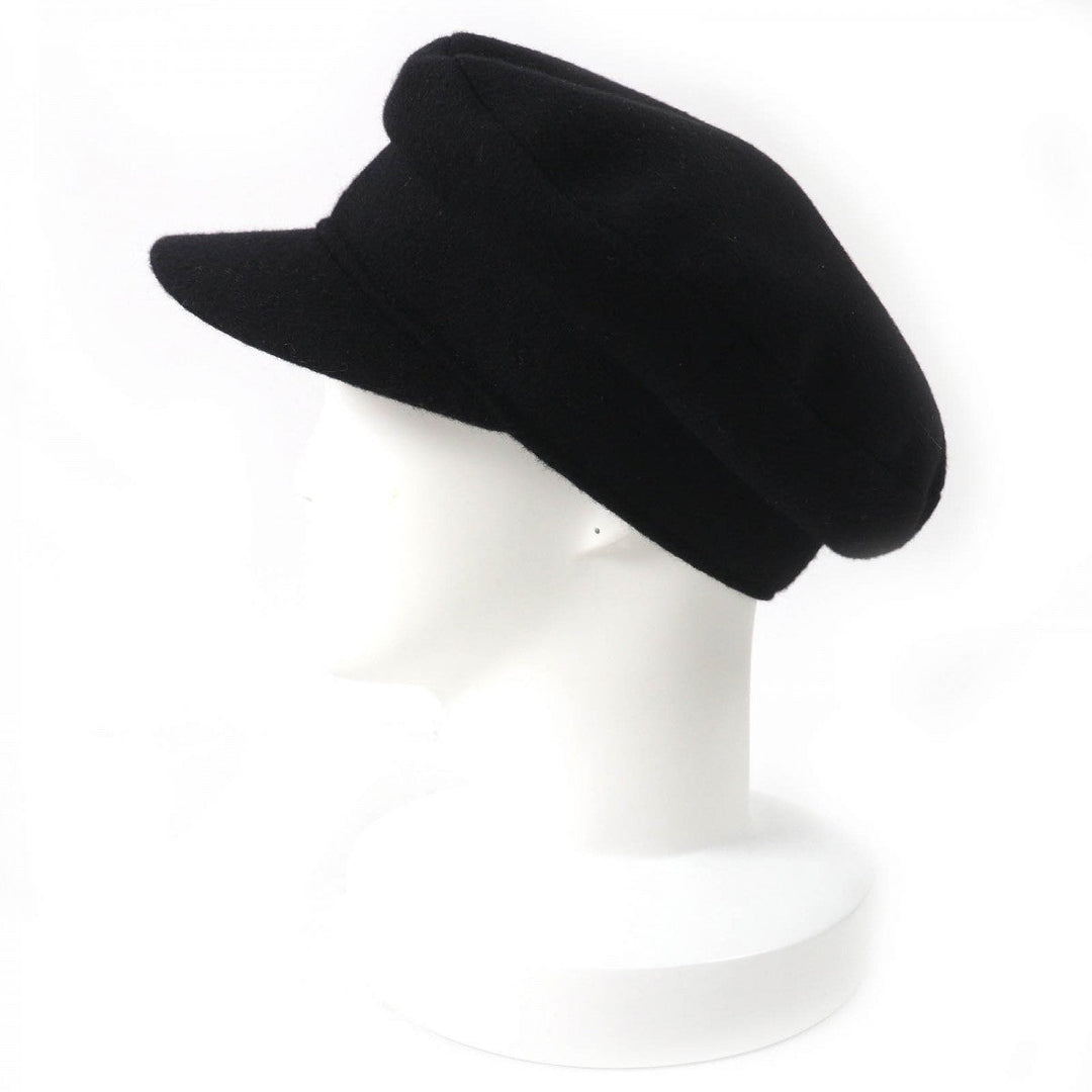 HERMES Casquette Outer: 100% cashmere, Lining: 100% acetate black Women 58 Used Authentic