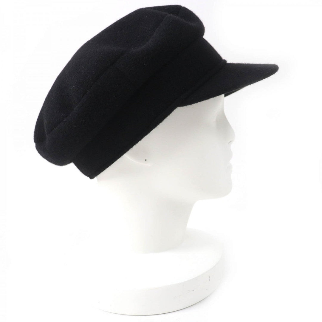 HERMES Casquette Outer: 100% cashmere, Lining: 100% acetate black Women 58 Used Authentic