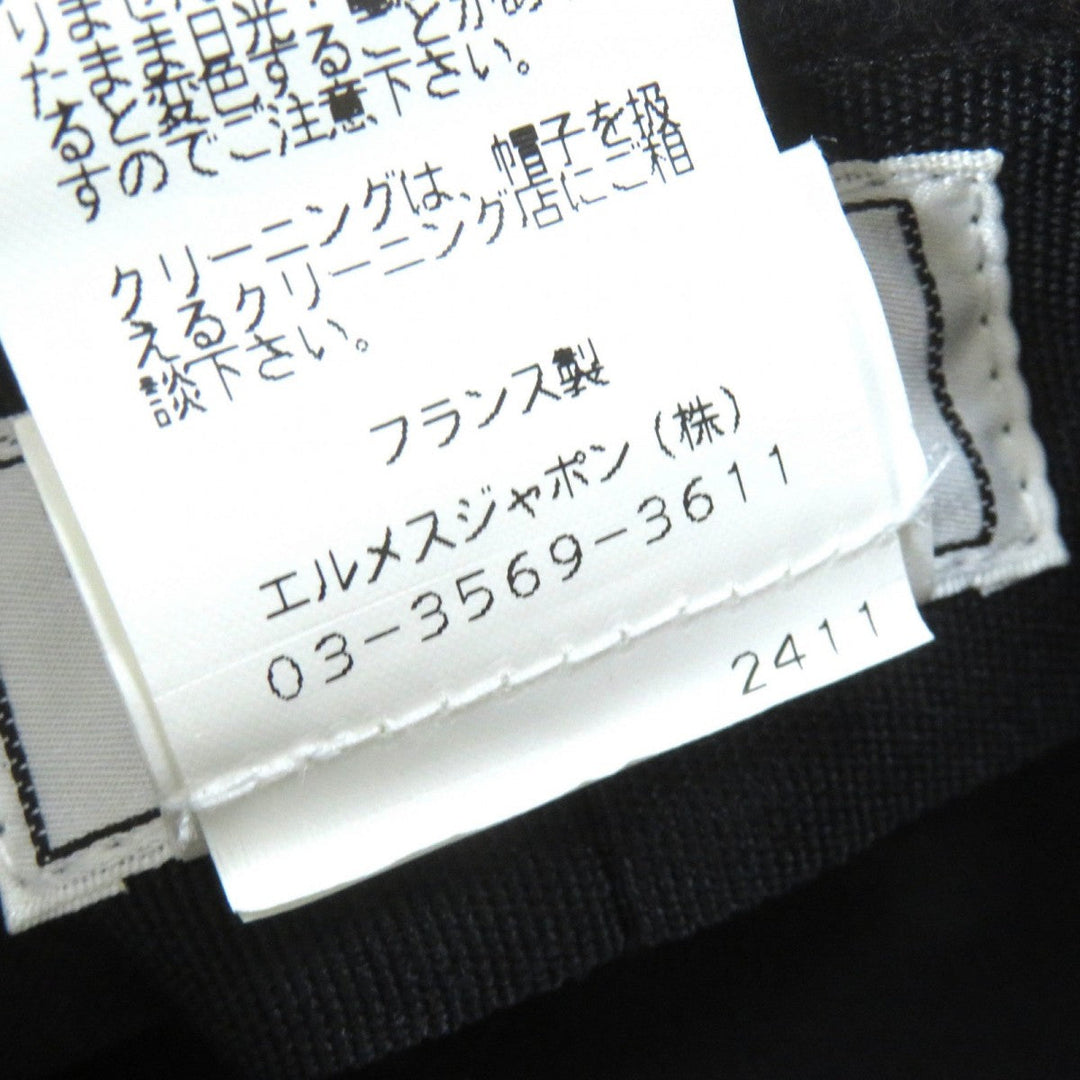 HERMES Casquette Outer: 100% cashmere, Lining: 100% acetate black Women 58 Used Authentic