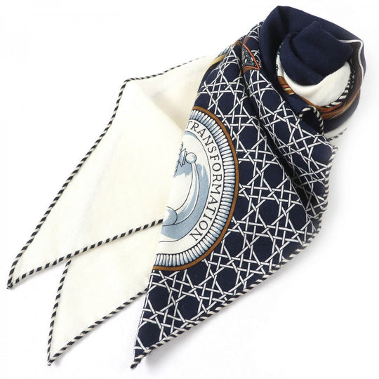 HERMES scarf cashmere multicolor Triangle Jean Les Voitures a Transformation Folding hooded carriage