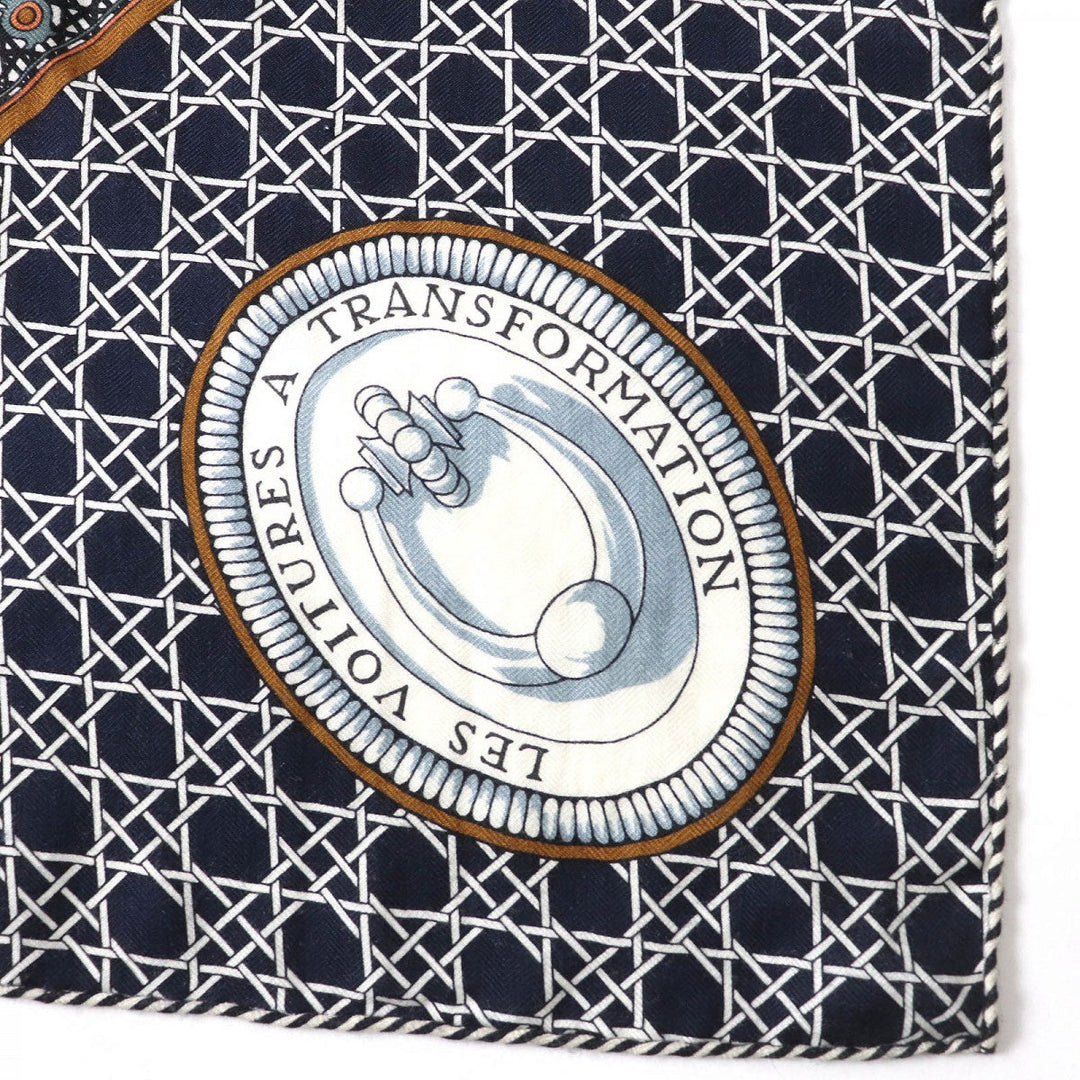 HERMES scarf cashmere multicolor Triangle Jean Les Voitures a Transformation Folding hooded carriage