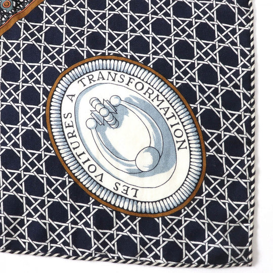 HERMES scarf cashmere multicolor Triangle Jean Les Voitures a Transformation Folding hooded carriage