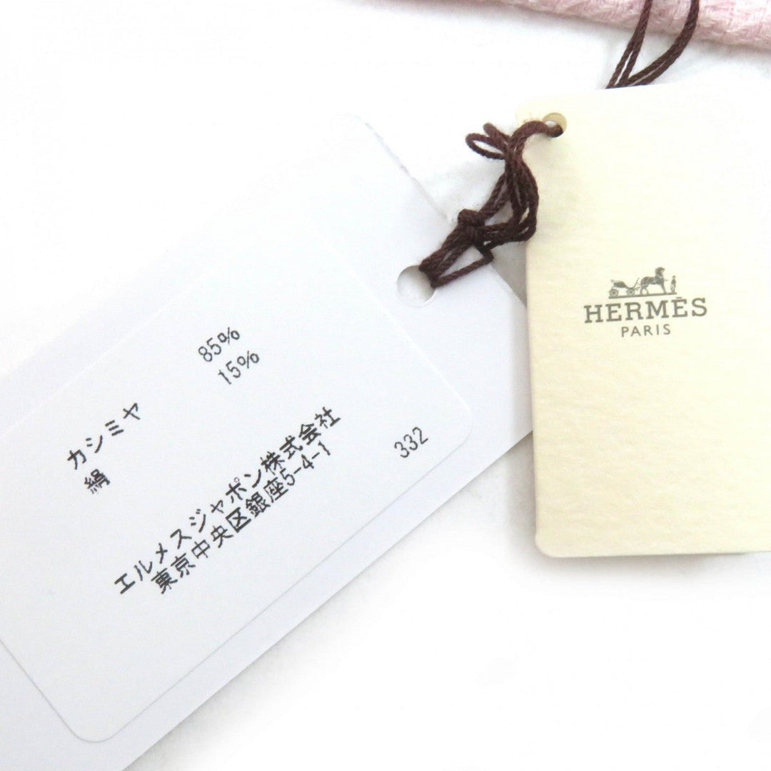 HERMES Stall Main: 84% cashmere, Main: 15% silk pink New Libris Women Used Authentic