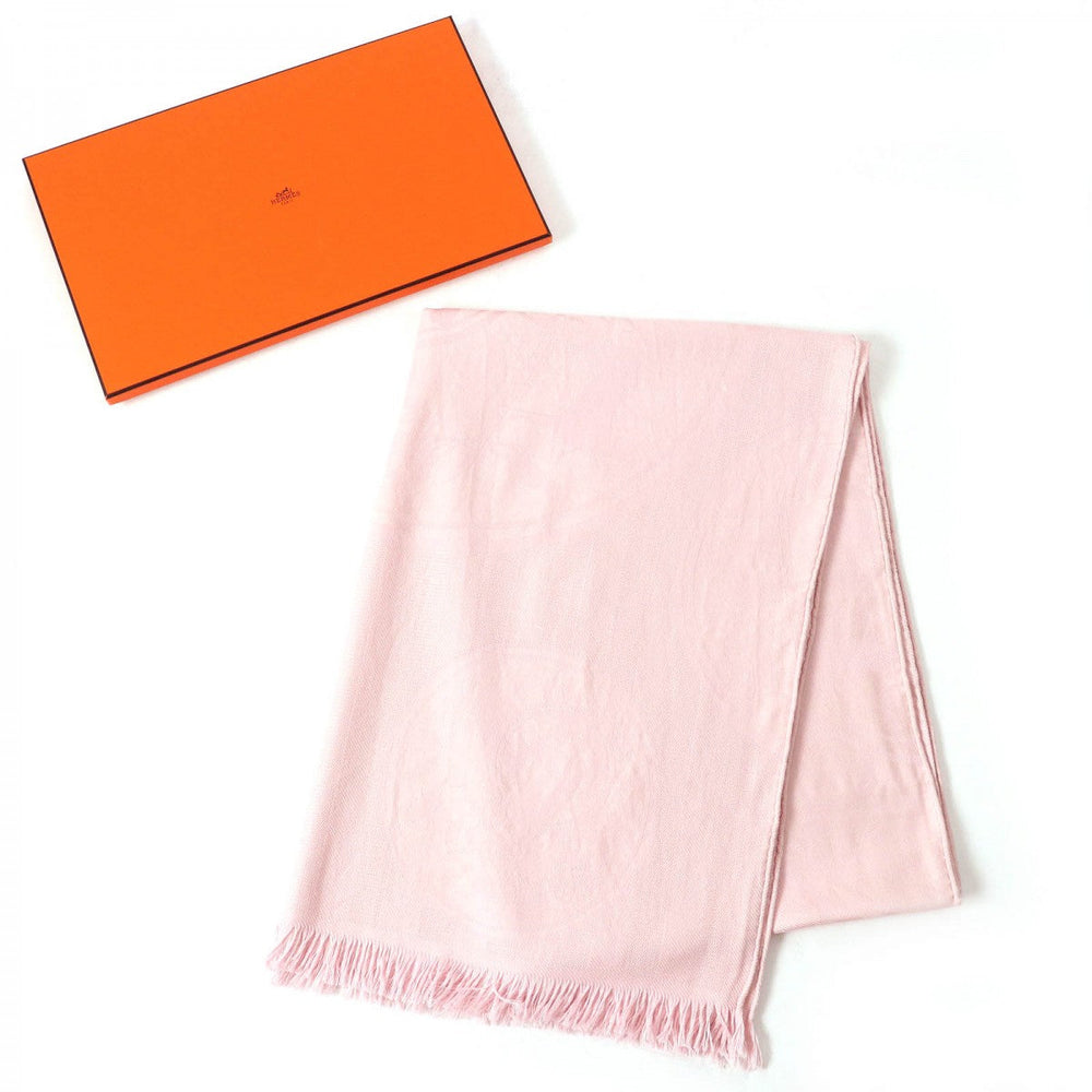 HERMES Stall Main: 84% cashmere, Main: 15% silk pink New Libris Women Used Authentic