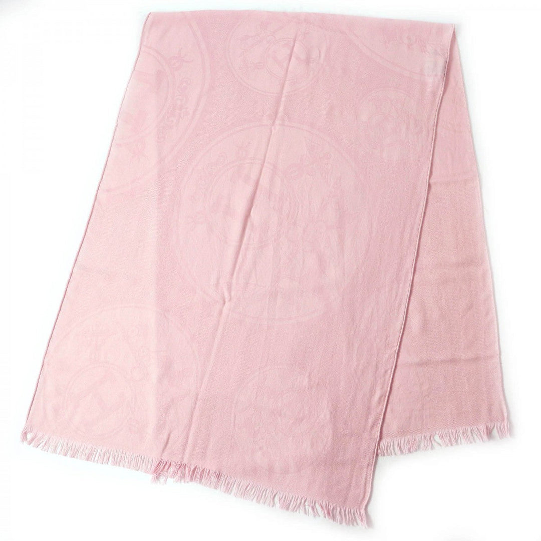 HERMES Stall Main: 84% cashmere, Main: 15% silk pink New Libris Women Used Authentic