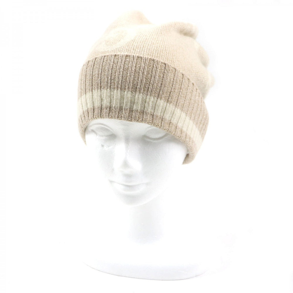 GUCCI Knit cap 765053 Main: 84% cashmere, Main: 9% rayon, Main: 4% polyester, Main: 3% polyester camel white GG Cashmere Jacquard Cap mens M Used Authentic