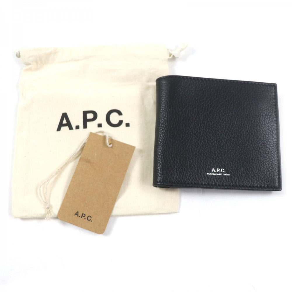 A.P.C. Bifold Wallet PXBLH-H63340 Leather black NEW PORTEFEUILLE LONDON mens Used Authentic