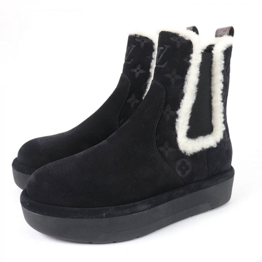 LOUIS VUITTON boots 1ADC6S Main: Suede leather Noir Aspen Chelsea boots Women 37.5 Used Authentic