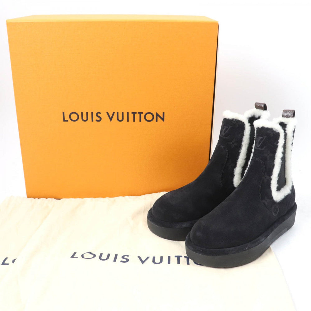 LOUIS VUITTON boots 1ADC6S Main: Suede leather Noir Aspen Chelsea boots Women 37.5 Used Authentic