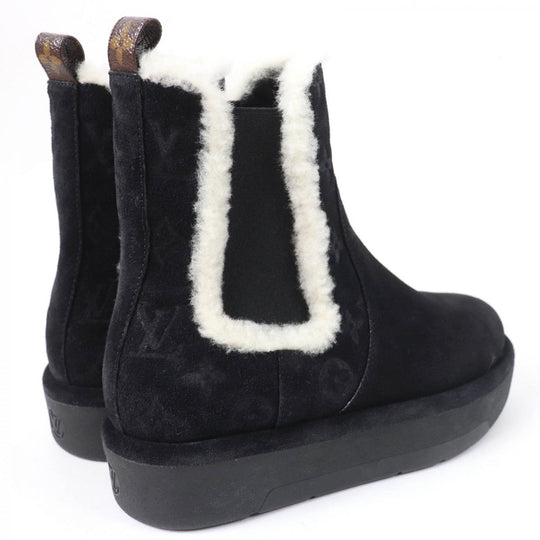 LOUIS VUITTON boots 1ADC6S Main: Suede leather Noir Aspen Chelsea boots Women 37.5 Used Authentic