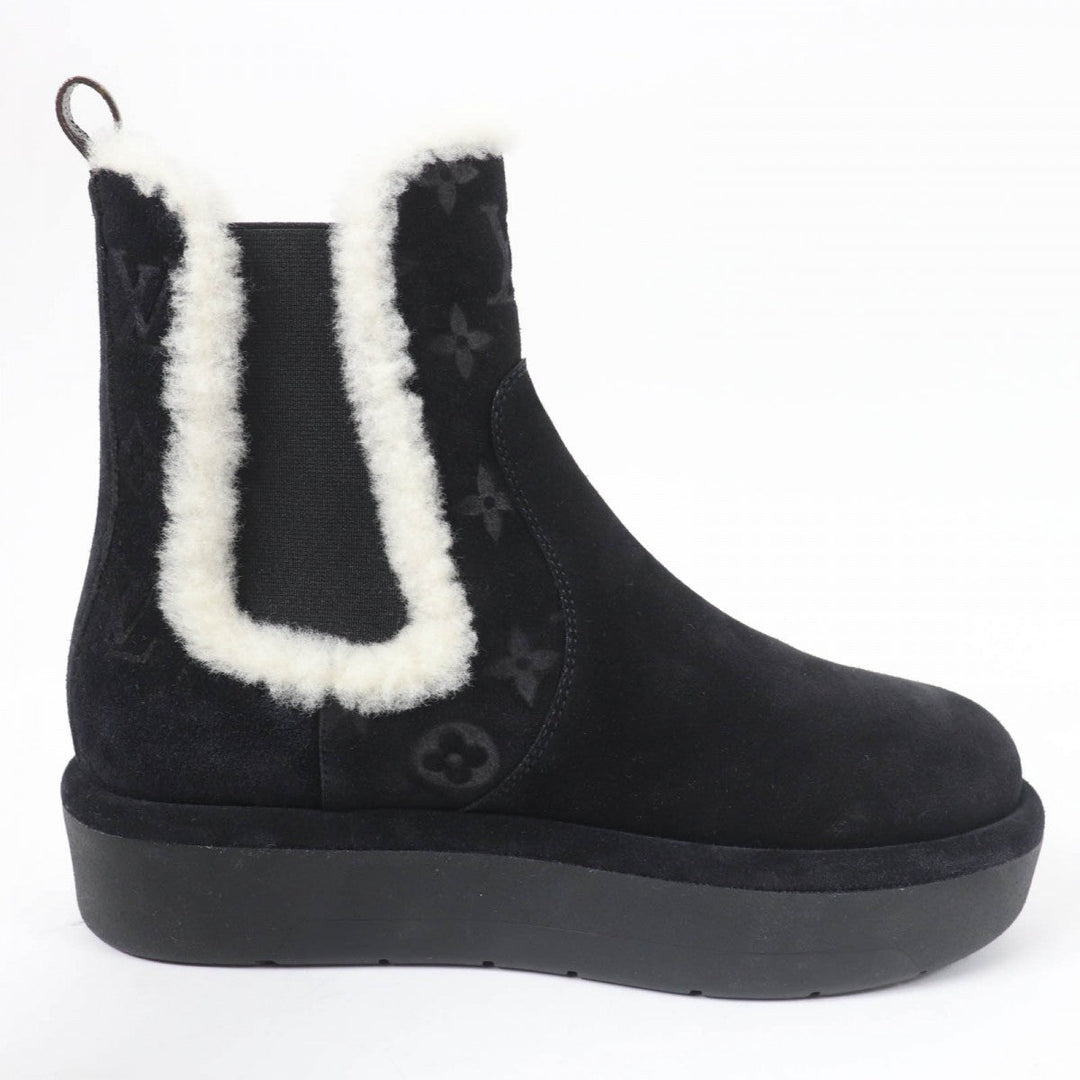LOUIS VUITTON boots 1ADC6S Main: Suede leather Noir Aspen Chelsea boots Women 37.5 Used Authentic