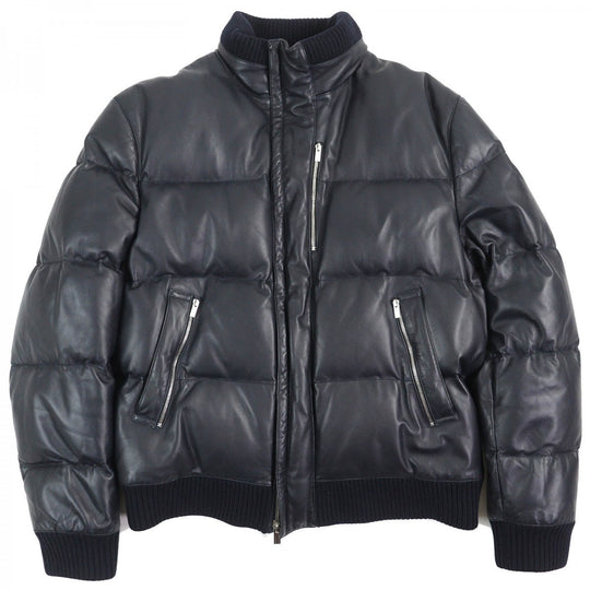HERMES Down jacket Main: Sheepskin, Filling: 95% Down, Filling: 5% Feather, Part: 96% Wool, Part: 4% Polyurethane Dark navy mens 54 Used Authentic