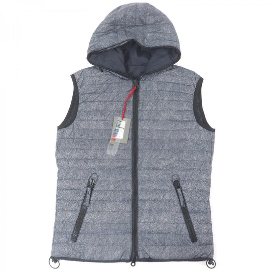 DUVETICA Down vest Outer: 100% polyamide (nylon), Lining: 65% polyamide (nylon), Lining: 35% polyurethane, Filling: 90% down, Filling: 10% feather Navy mens 48 Used Authentic