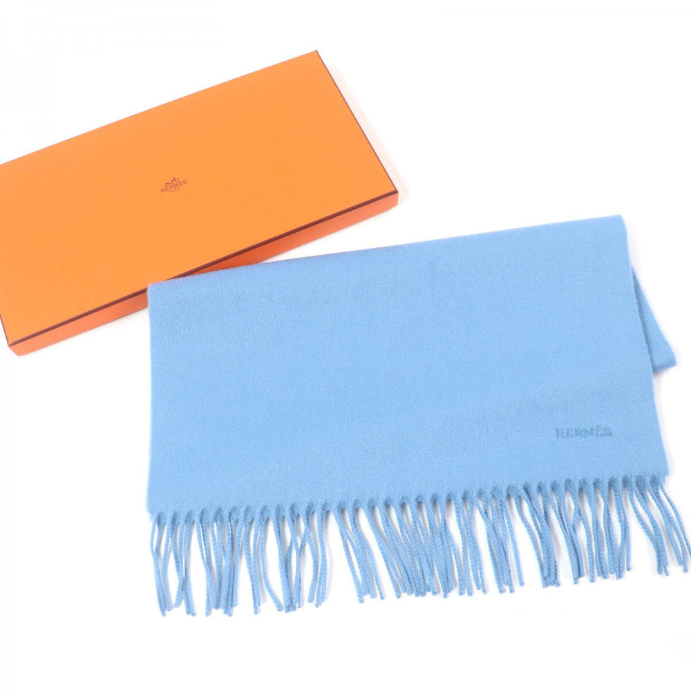 HERMES Scarf Main: 100% cashmere blue mens Used Authentic