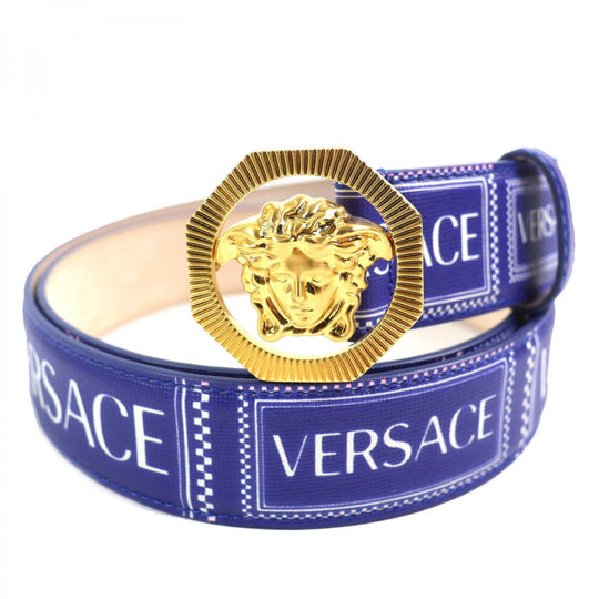 VERSACE belt DCU6715 DVTSVE leather Blue white gold