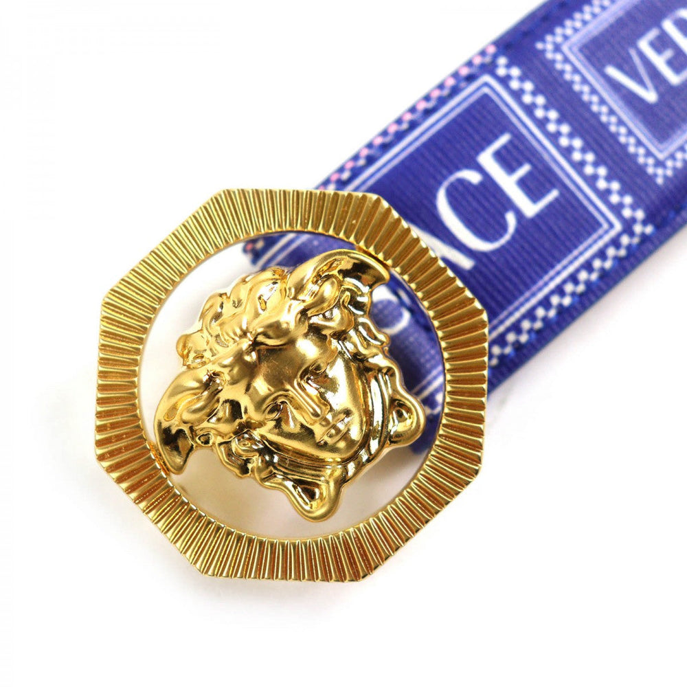 VERSACE belt DCU6715 DVTSVE leather Blue white gold