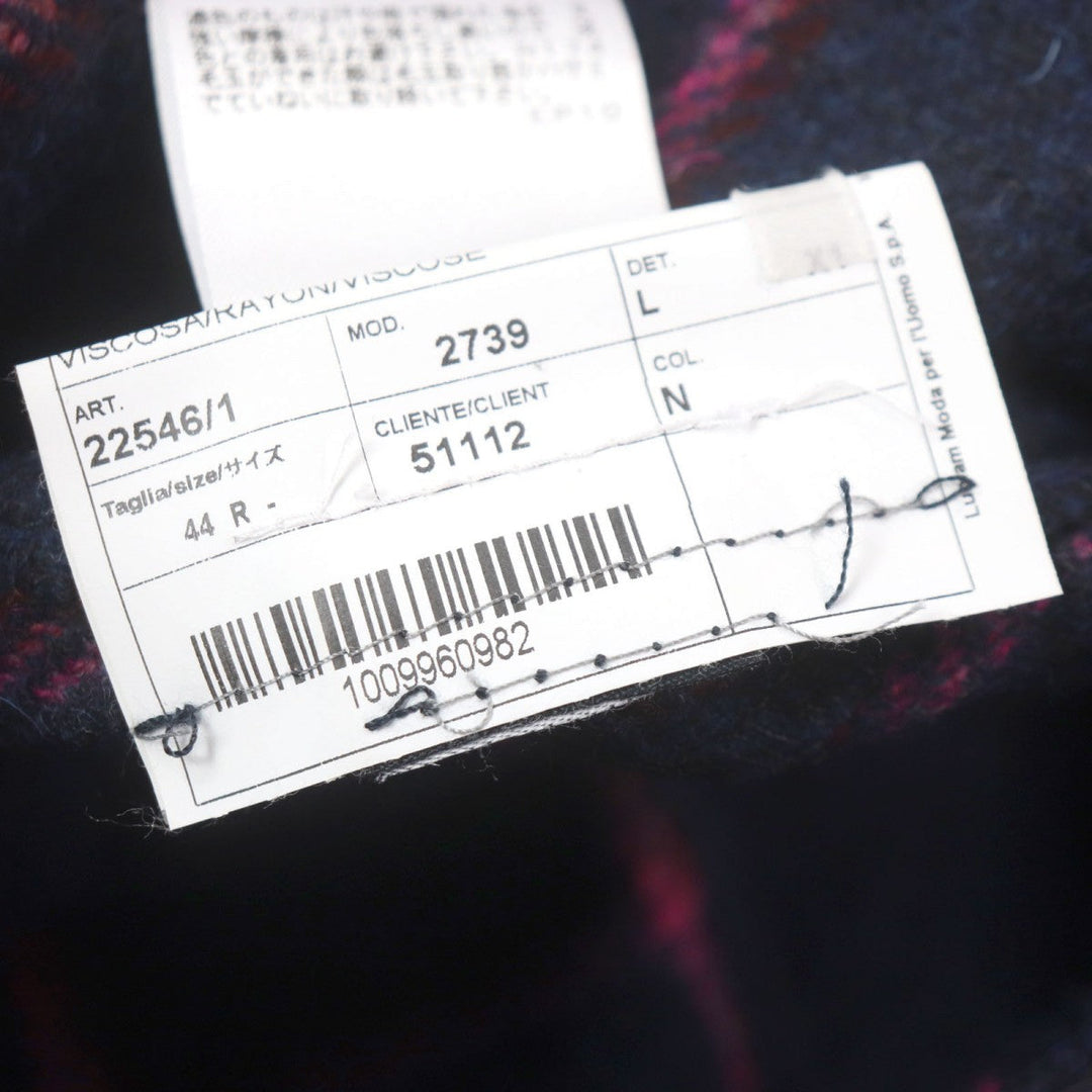 Gabriele Pasini tailored jacket 2739 22546 Outer: 100% virgin wool, Lining: 100% rayon Navy pink mens 44 Used Authentic