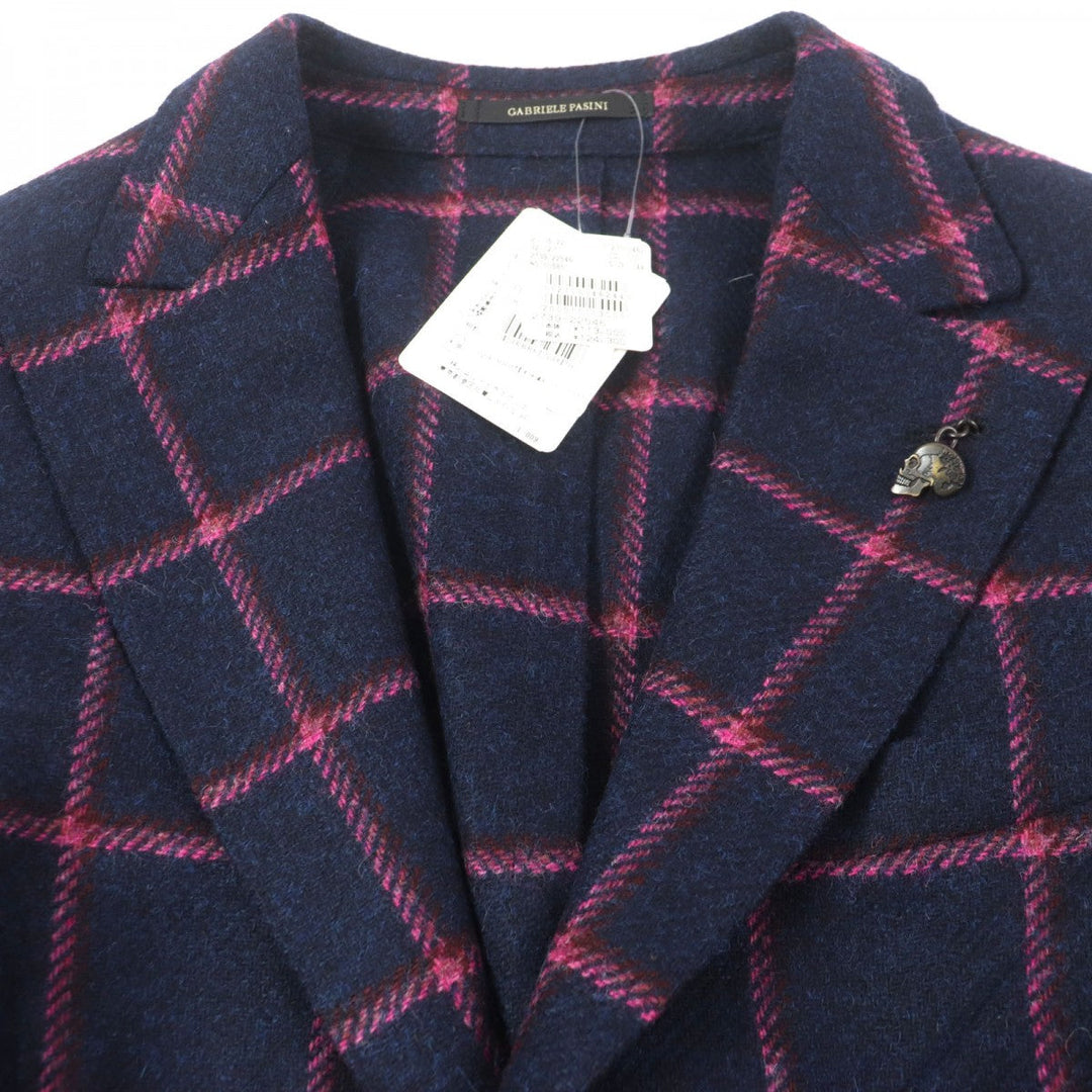 Gabriele Pasini tailored jacket 2739 22546 Outer: 100% virgin wool, Lining: 100% rayon Navy pink mens 44 Used Authentic