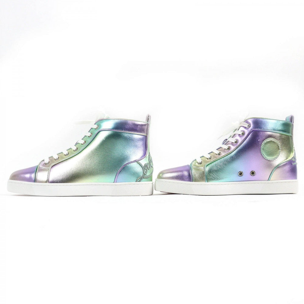 Christian Louboutin High cut sneakers Main: Leather Metallic Aurora Color FUN LOUIS FLAT NAPPA LAM LICORNE mens 42.5 Used Authentic