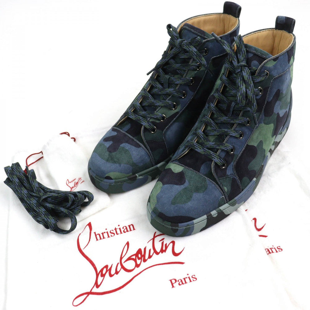 Christian Louboutin High cut sneakers Main: Suede leather Navy green type mens 41.5 Used Authentic