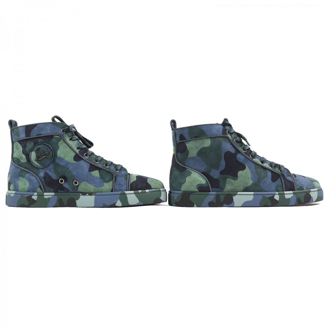 Christian Louboutin High cut sneakers Main: Suede leather Navy green type mens 41.5 Used Authentic