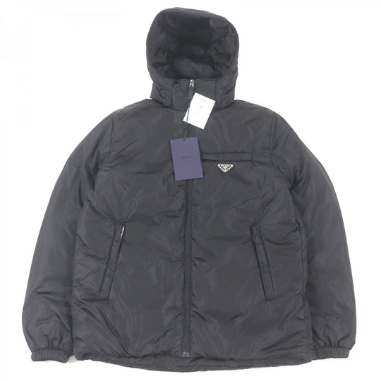 PRADA Down jacket SGN955 Main: 100% recycled nylon, Filling: 40% down, Filling: 33% recycled polyamide, Filling: 27% polyester, Leather part: Lambskin black mens 50 Used Authentic