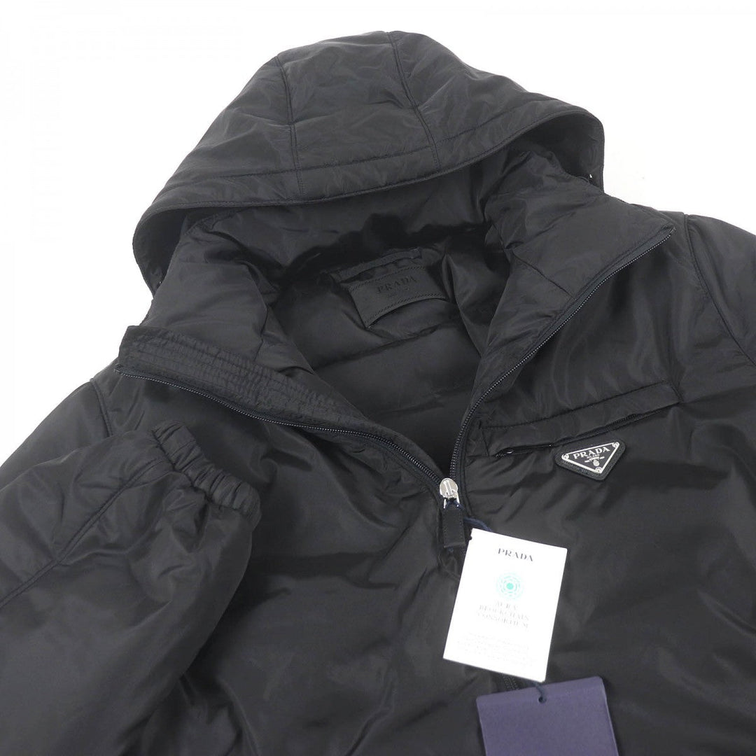 PRADA Down jacket SGN955 Main: 100% recycled nylon, Filling: 40% down, Filling: 33% recycled polyamide, Filling: 27% polyester, Leather part: Lambskin black mens 50 Used Authentic