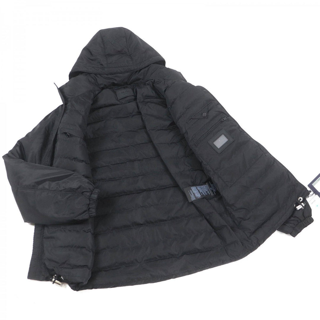 PRADA Down jacket SGN955 Main: 100% recycled nylon, Filling: 40% down, Filling: 33% recycled polyamide, Filling: 27% polyester, Leather part: Lambskin black mens 50 Used Authentic