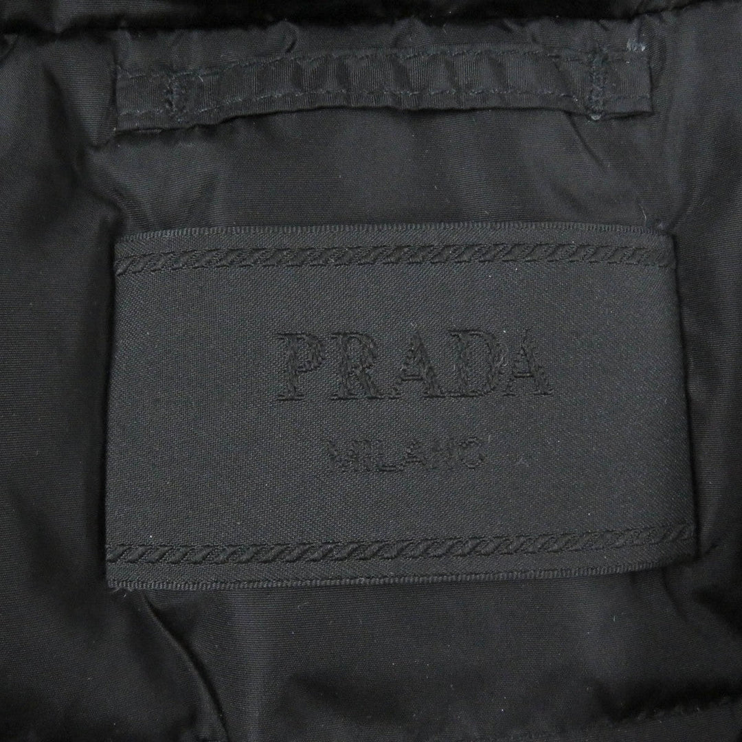 PRADA Down jacket SGN955 Main: 100% recycled nylon, Filling: 40% down, Filling: 33% recycled polyamide, Filling: 27% polyester, Leather part: Lambskin black mens 50 Used Authentic
