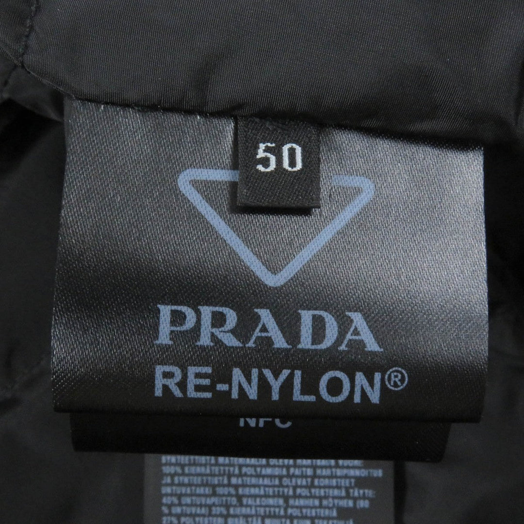 PRADA Down jacket SGN955 Main: 100% recycled nylon, Filling: 40% down, Filling: 33% recycled polyamide, Filling: 27% polyester, Leather part: Lambskin black mens 50 Used Authentic