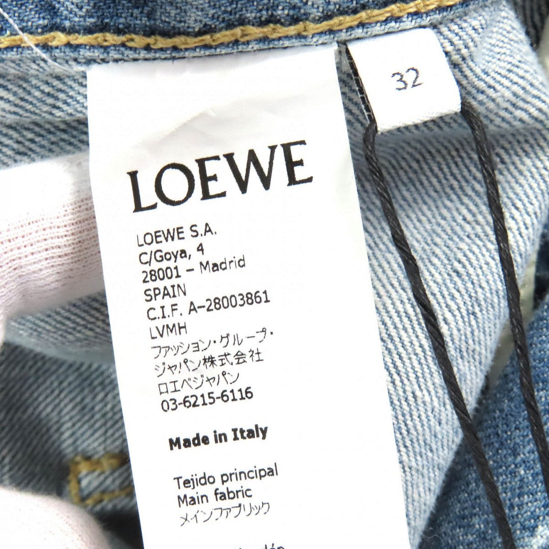 LOEWE Denim pants D2292310IB Main: 100% cotton, Leather: Calf leather Indigo blue Women 32 Used Authentic