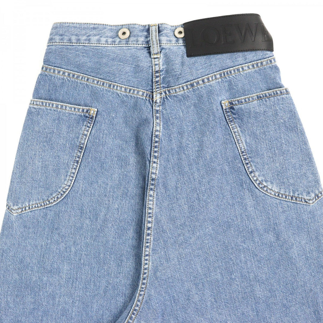 LOEWE Denim pants D2292310IB Main: 100% cotton, Leather: Calf leather Indigo blue Women 32 Used Authentic