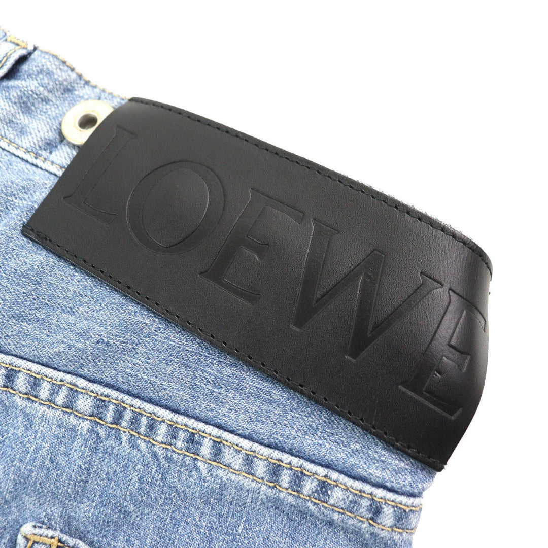 LOEWE Denim pants D2292310IB Main: 100% cotton, Leather: Calf leather Indigo blue Women 32 Used Authentic