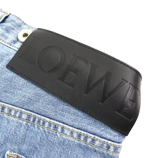 LOEWE Denim pants D2292310IB Main: 100% cotton, Leather: Calf leather Indigo blue Women 32 Used Authentic