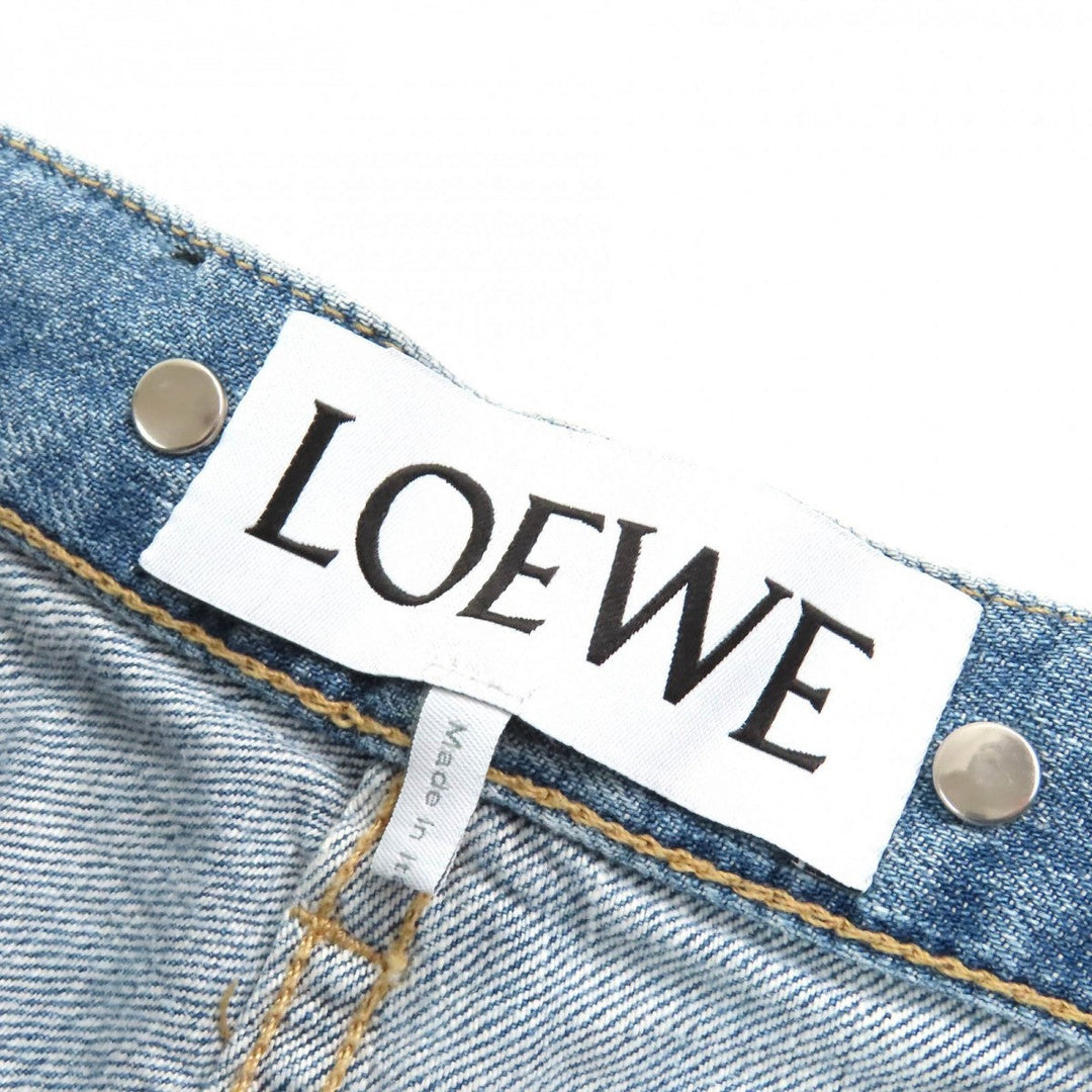 LOEWE Denim pants D2292310IB Main: 100% cotton, Leather: Calf leather Indigo blue Women 32 Used Authentic