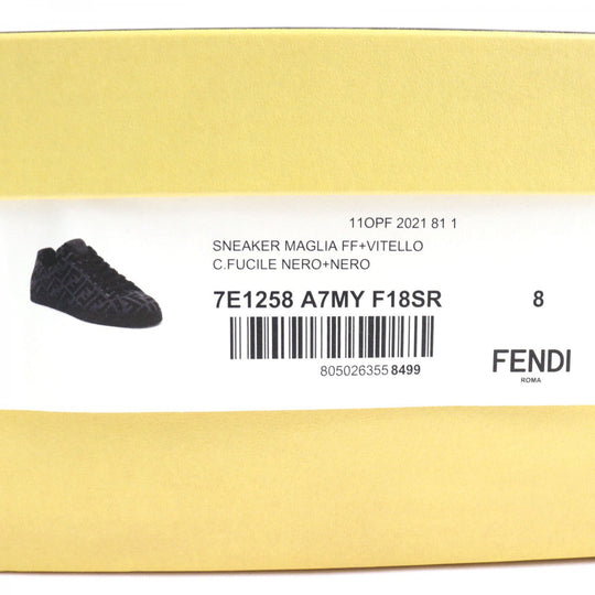 FENDI sneakers 7E1258 Part: Leather Black Grey Technical fabric low tops mens 8 Used Authentic