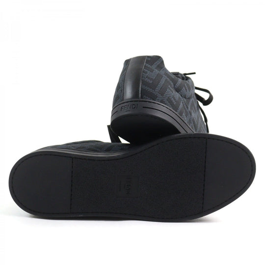 FENDI sneakers 7E1258 Part: Leather Black Grey Technical fabric low tops mens 8 Used Authentic