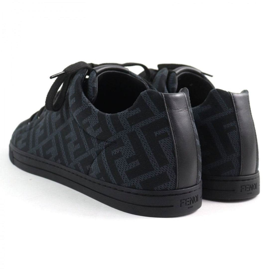 FENDI sneakers 7E1258 Part: Leather Black Grey Technical fabric low tops mens 8 Used Authentic