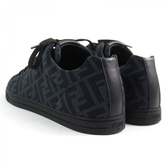 FENDI sneakers 7E1258 Part: Leather Black Grey Technical fabric low tops mens 8 Used Authentic