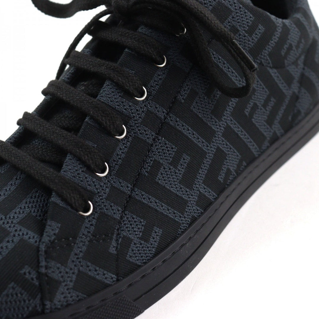 FENDI sneakers 7E1258 Part: Leather Black Grey Technical fabric low tops mens 8 Used Authentic