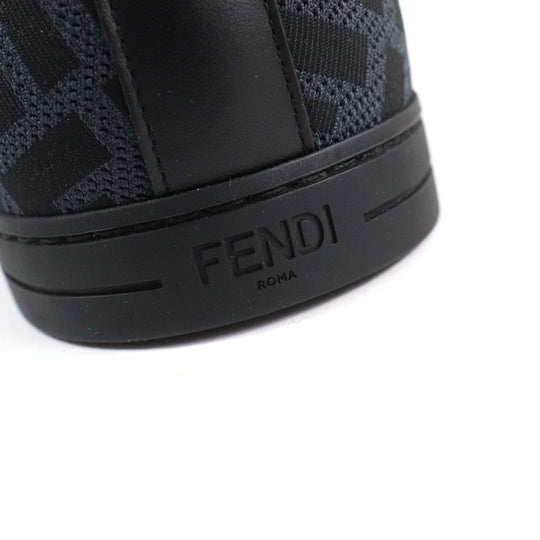 FENDI sneakers 7E1258 Part: Leather Black Grey Technical fabric low tops mens 8 Used Authentic