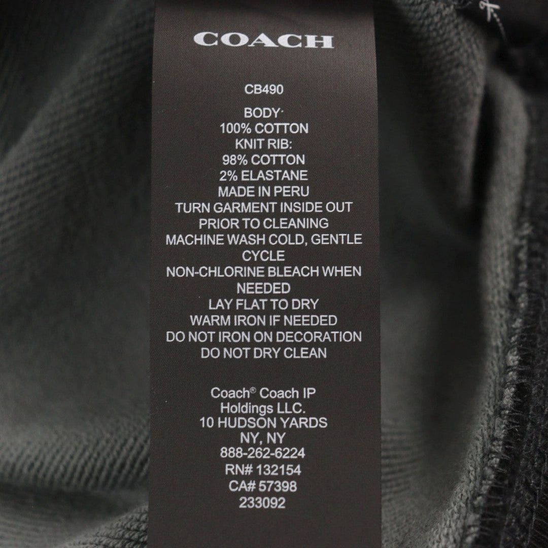 COACH sweat CB490  R8E Main: 100% cotton, part: 98% cotton, part: 2% polyurethane Black Grey Essential Crew Neck Signature mens L Used Authentic