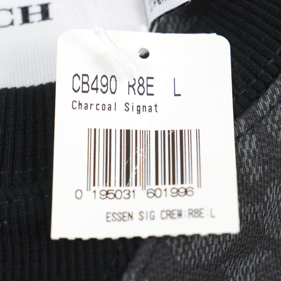 COACH sweat CB490  R8E Main: 100% cotton, part: 98% cotton, part: 2% polyurethane Black Grey Essential Crew Neck Signature mens L Used Authentic