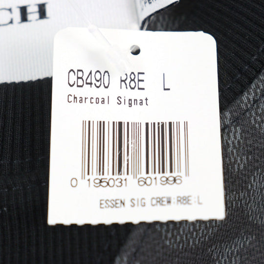 COACH sweat CB490  R8E Main: 100% cotton, part: 98% cotton, part: 2% polyurethane Black Grey Essential Crew Neck Signature mens L Used Authentic