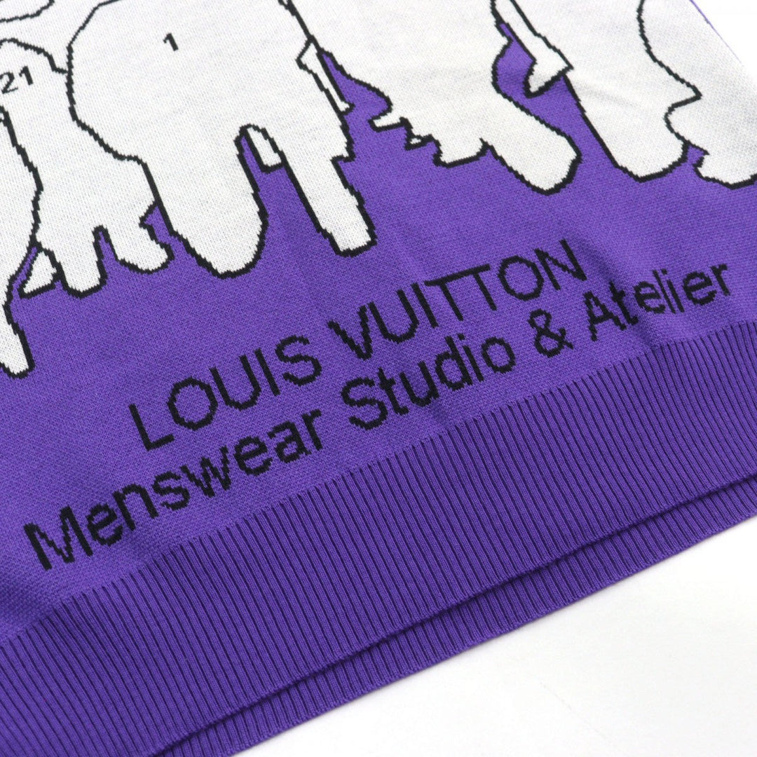 LOUIS VUITTON knit 1AAHFA wool Purple white black M