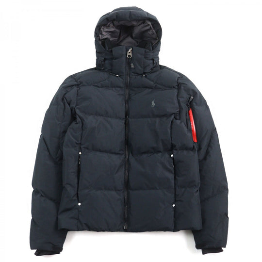 POLO RALPH LAUREN Down jacket Outer: 100% polyester, Part: 93% polyester, Part: 7% elastane (polyurethane), Lining: 100% nylon, Filling: 75% down black mens XS Used Authentic